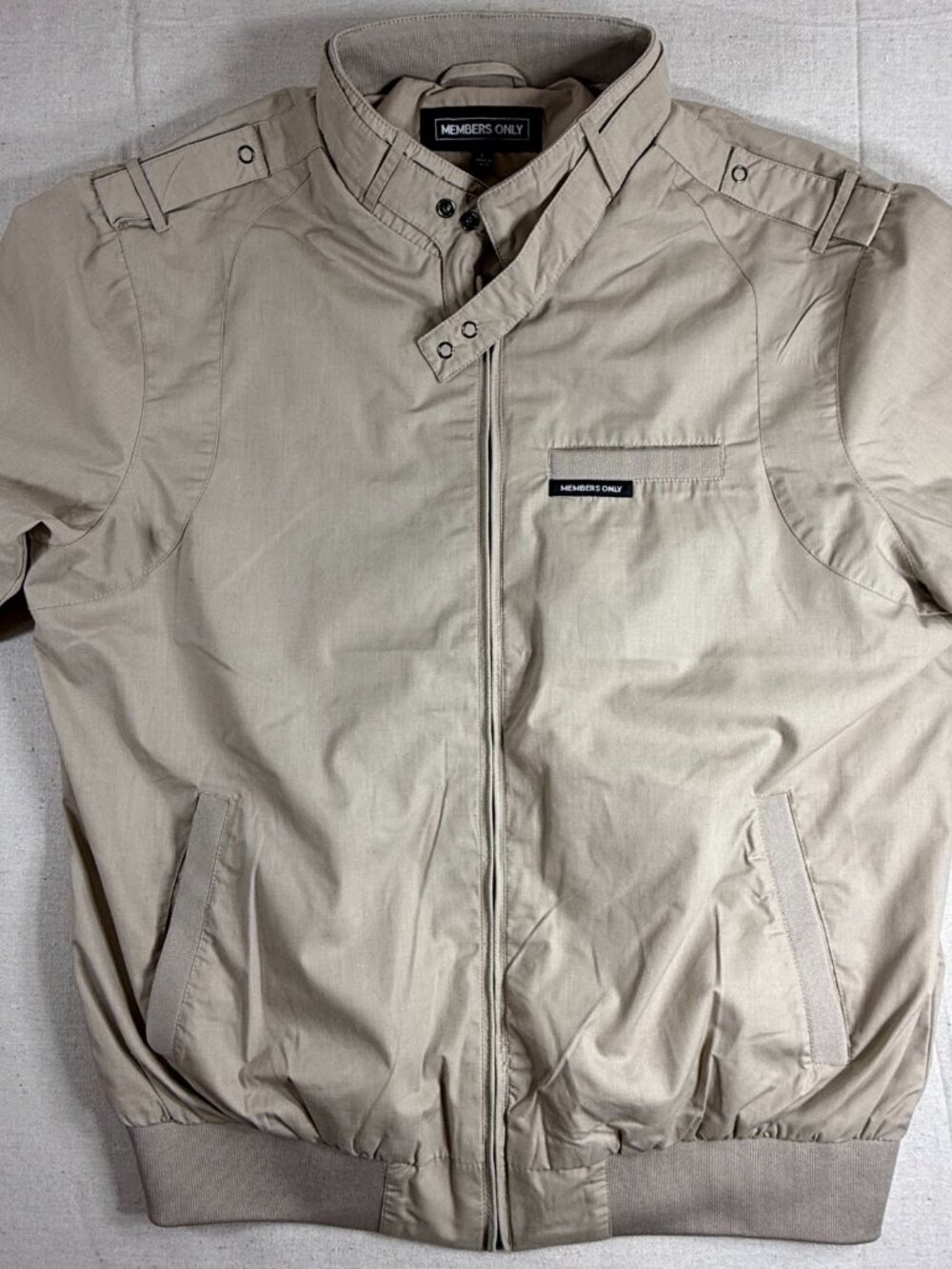 Vintage Members Only Iconic Racer Jacket Classic Bomber Jacket L Tan Brown Khaki